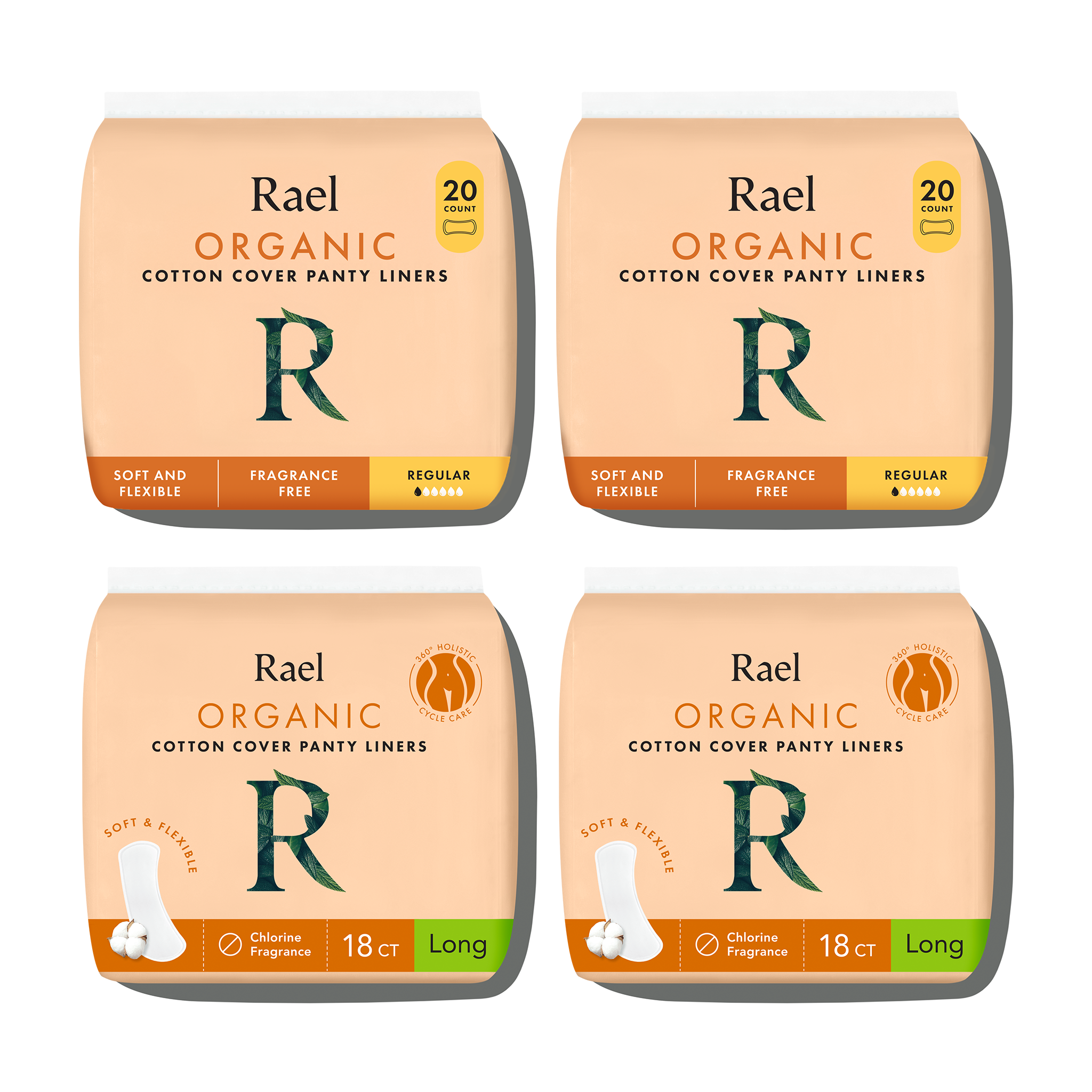 Regular and Long Bundle Unscented Panty Liners Made With Organic Cotton T2